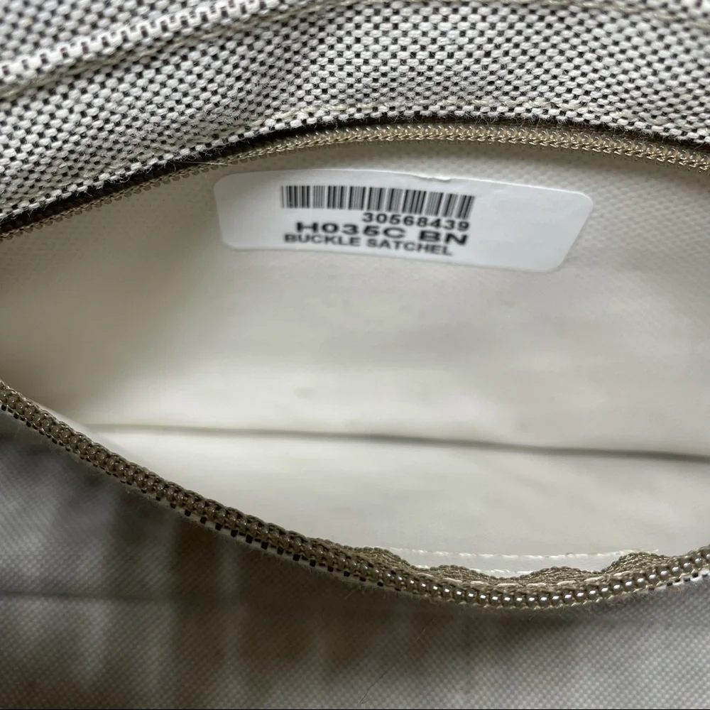 Dooney & Bourke Buckle Satchel Tote Bag Purse ID Card DB Signature Leather Trim - Picture 10 of 13